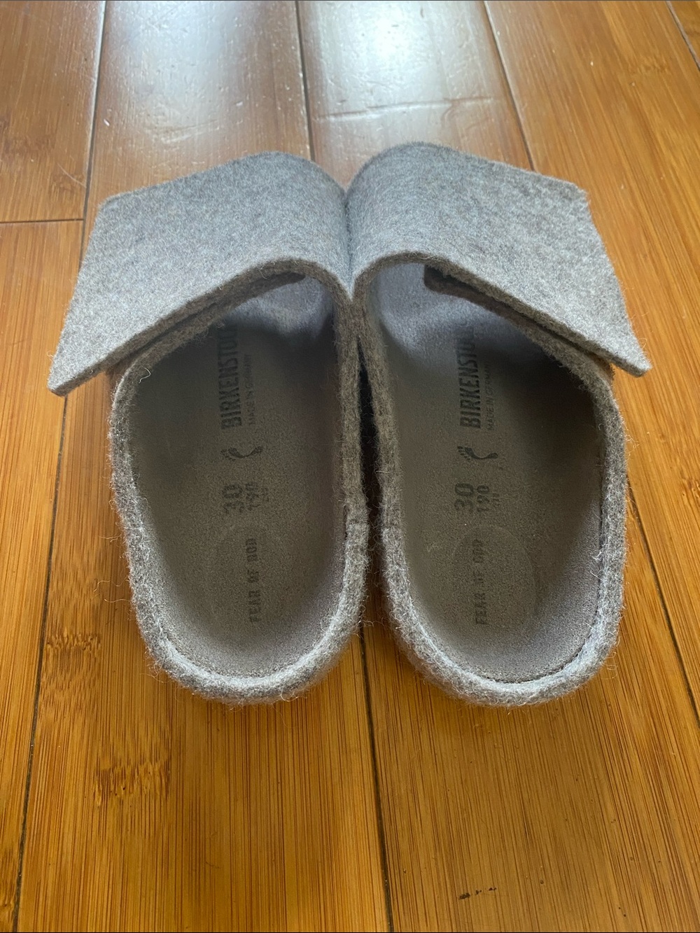Birkenstock Kids Gray Felt Slip-On Clogs